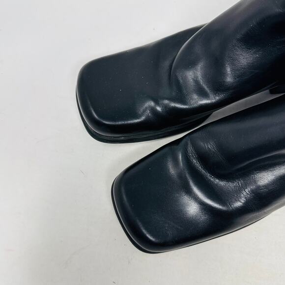 Vintage Nine West Black Leather Ankle Boots Square Toe Y2K 90s Minimalist Sz 7.5 - Picture 2 of 12